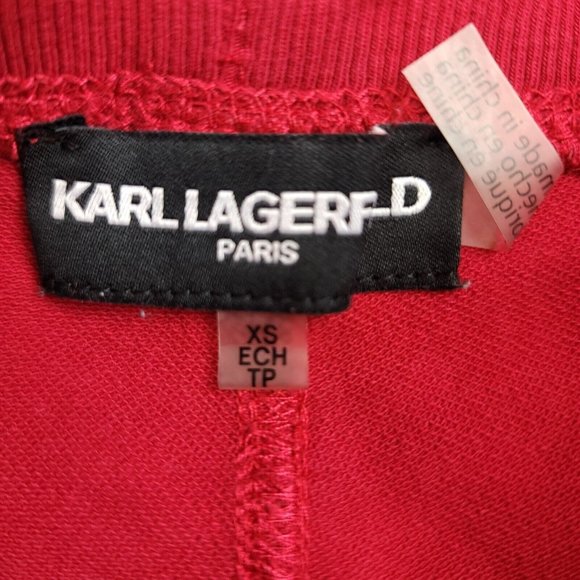 Karl Lagerfeld Mens XS Joggers Red Drawstring Pockets‎ Logo Side Stripe Pants - Picture 3 of 14